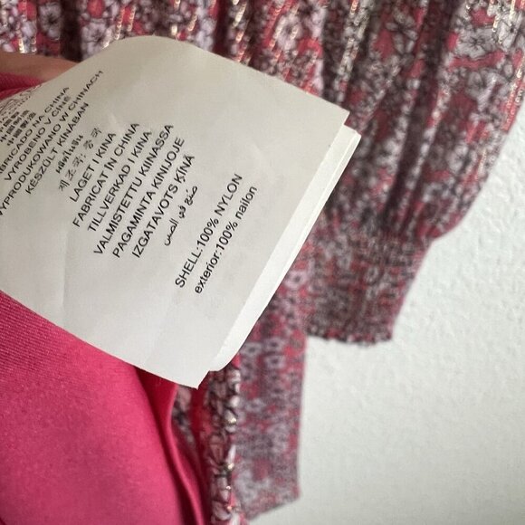 Michael Michael Kors Small Long Sleeve Pink Floral Print Smocked-Waist Dress - Picture 7 of 7